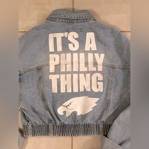 Brand New Custom Painted Philadelphia Eagles Denim Jacket
